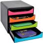 Preview: BIELLA Schubladenbox BIGBOX A4+ 31049802BIDU schwarz/Harlekin, 4 Schubl.