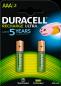 Preview: Duracell recharge ultra precharged dx2400 aaa, 850 mah, 1.2v 2 stück - Duracell-dx2400-5000394203815