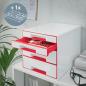 Preview: LEITZ Schubladenbox WOW Cube A4 5213-20-26 weiss/rot, 4 Schubladen