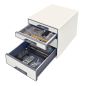 Preview: LEITZ Schubladenbox WOW Cube A4 52132001 weiss/grau, 4 Schubladen