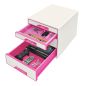 Preview: LEITZ Schubladenbox WOW Cube A4 52132023 weiss/pink, 4 Schubladen