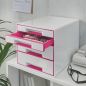 Preview: LEITZ Schubladenbox WOW Cube A4 52132023 weiss/pink, 4 Schubladen