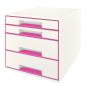 Preview: LEITZ Schubladenbox WOW Cube A4 52132023 weiss/pink, 4 Schubladen