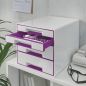 Preview: LEITZ Schubladenbox WOW Cube A4 52132062 weiss/violett, 4 Schubladen