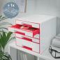 Preview: LEITZ Schubladenbox WOW Cube A4 5214-20-26 weiss/rot, 5 Schubladen