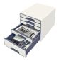 Preview: LEITZ Schubladenbox WOW Cube A4 52142001 weiss/grau, 5 Schubladen