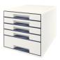 Preview: LEITZ Schubladenbox WOW Cube A4 52142001 weiss/grau, 5 Schubladen