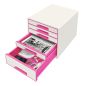 Preview: LEITZ Schubladenbox WOW Cube A4 52142023 weiss/pink, 5 Schubladen