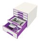 Preview: LEITZ Schubladenbox WOW Cube A4 52142062 weiss/violett, 5 Schubladen