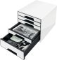 Preview: LEITZ Schubladenbox WOW Cube A4 5253-10-01 weiss/schwarz, 5 Schubladen