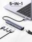 Preview: UGREEN USB-C Hub 5in1, Silver 10919 HDMI,RJ45,2xUSB-A,USB-C PD