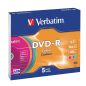 Preview: VERBATIM DVD-R Slim 4.7GB 43557 1-16x color 5 Pcs