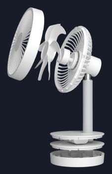 AIOLOS Tischventilator HEDEUN 16cm 67.7030 weiss, Akku, USB