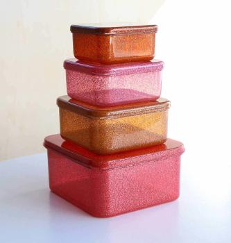 ALLC Lunch & snack box set Glitter SNSEGL36 autumn pink 4 Stück