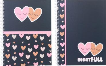 ANCOR Spiralbuch Hardcover A4 118292 B'LOG HEARTS,kariert 80 Blatt