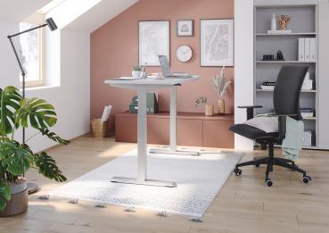 APOLLO Bürotisch ONE 140x67cm VXMST614/W/S weiss/silber, elektrisch