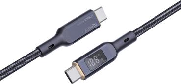 AUKEY Cable USB-C-to-C,LCD Display CB-MCC102 1.8m,Nylon Braidet, 100W,Bl.