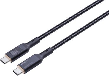 AUKEY Cable USB-C-to-C,LCD Display CB-MCC102 1.8m,Nylon Braidet, 100W,Bl.