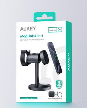 AUKEY Maglink 3-IN-1 Fastcharger LC-MC311 Wireless Charger 15W, Black