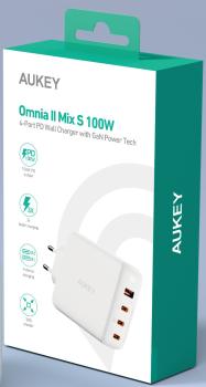 AUKEY OmniaMix II 100W GaN PD PA-B7S WH 4-Port, Wall Charger White