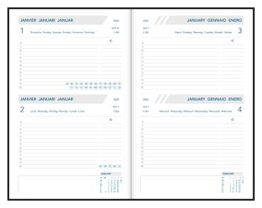 AURORA Agenda Folio 2 2024 FA111Z 2T/1S, schwarz, ML 14x21cm