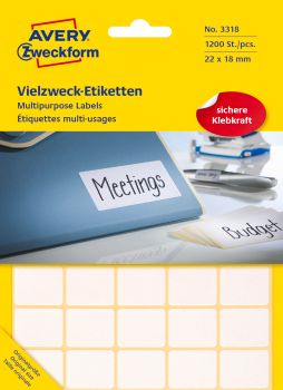 AVERY ZWECKFORM Universal-Etiketten 22x18mm 3318 weiss 1200 St./30 Bl.