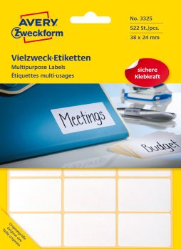 AVERY ZWECKFORM Universal-Etiketten 38x24mm 3325 weiss 522 St./29 Bl.