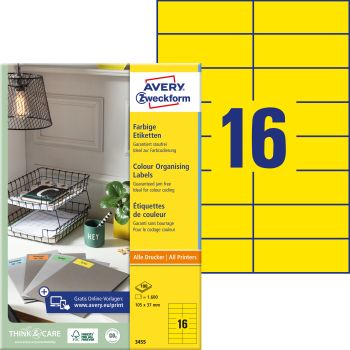 AVERY ZWECKFORM Etiketten 105x37mm 3455 Universal, gelb 100Bl./16St.