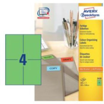 AVERY ZWECKFORM Etiketten 105x148mm 3458 Universal, grün 100Bl.4St.