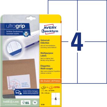 AVERY ZWECKFORM Universal-Etiketten 105x148mm 6120 weiss 120 Stk./25 + 5 Blatt