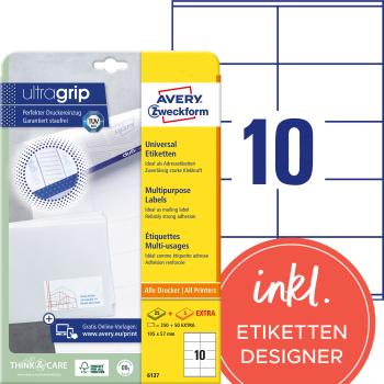 Avery zweckform universal-etiketten 105x57mm 6137z weiss 30 blatt - Avery-zweckform-6137z-4004182061374-02.jpg