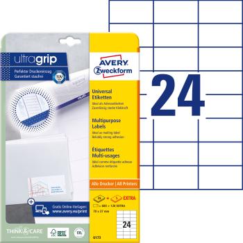 AVERY ZWECKFORM Universaletiketten 70x37mm 6173 weiss 720 Stk./25 + 5 Blatt