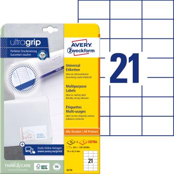 AVERY ZWECKFORM Universaletiketten 70x42,3mm 6174 weiss 630 Stk./25 + 5 Blatt