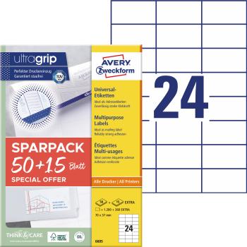 AVERY ZWECKFORM Universal-Etiketten 70x37mm 6605Z weiss 156 Stk./65 Blatt