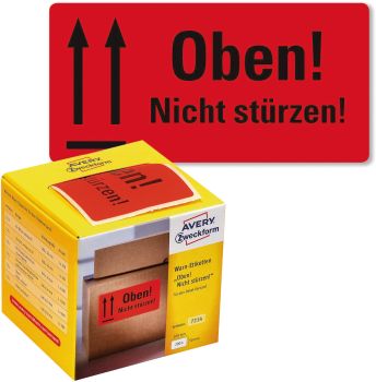 AVERY ZWECKFORM Warnetiketten 100x50mm 7214 neonrot 200 Stück