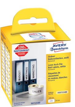 AVERY ZWECKFORM Ordner-Etiketten 190x59mm AS0722480 weiss, Rolle 110 STück