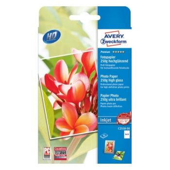 AVERY ZWECKFORM InkJet Fotopapier 100x150mm C2550-50 250g, glossy 50 Blatt