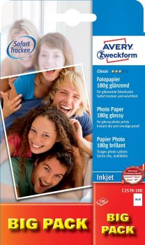 AVERY ZWECKFORM InkJet Photo Paper 10x15cm C2570-100 180g classic 100 Blatt