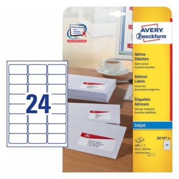 AVERY ZWECKFORM Adressetiketten 63.5x33.9mm J8159-25 weiss 25Bl./24St.