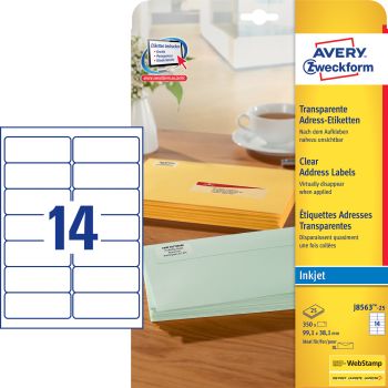 AVERY ZWECKFORM Etiketten 99,1x38,1mm J8563-25 transparent 350 Stück