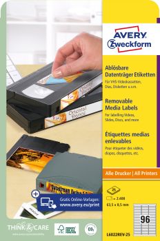 AVERY ZWECKFORM Etiketten 63,5x8,5mm L6022REV2 Data Cartridge 2400 Stück