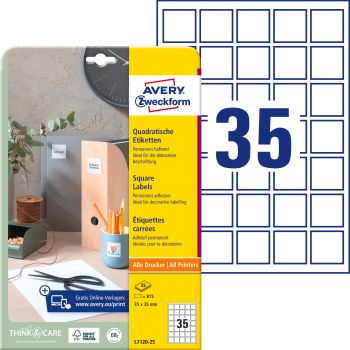 AVERY ZWECKFORM Etiketten QR Code 35x35mm L7120-25 blickdicht 875 Stück