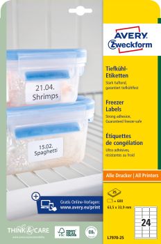 AVERY ZWECKFORM Tiefkühletiketten 63,5x33,9mm L7970-25 600 Stück