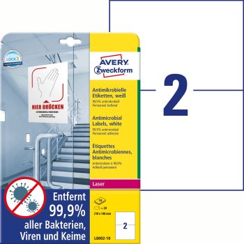 AVERY ZWECKFORM Etiketten L8002-10 Antimic. 210x148mm weiss