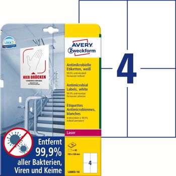 AVERY ZWECKFORM Etiketten L8003-10 Antimic. 105x148mm weiss