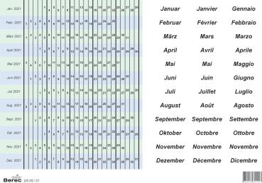 BEREC Datumsstreifenset 2022 DS05/22 selbstklebend 5-Tage-Woche