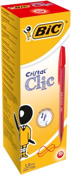 BIC Kugelschr. Cristal Clic 1mm 850734 rot 20 Stück