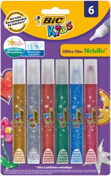 BIC Glitter Glue Metallic 893269 6 Farben