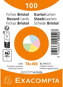 BIELLA Karteikarten blanko A7 10552E farbig assortiert 100 Stück