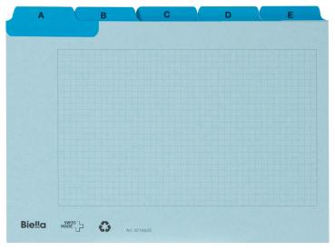 BIELLA Kartei-Leitkarten A6 21962505U blau, A-Z,verstärkt,25-teilig